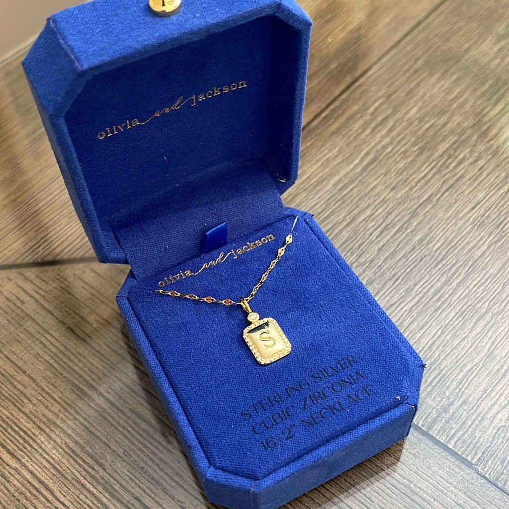 Olivia And Jackson Gold Tone Sterling Silver S Initial Necklace New In Box 24$